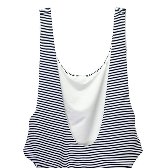 Aerie Super Scoop One Piece Swimsuit Size XL Navy White Stripe Hi Cut Cheeky - Picture 7 of 13